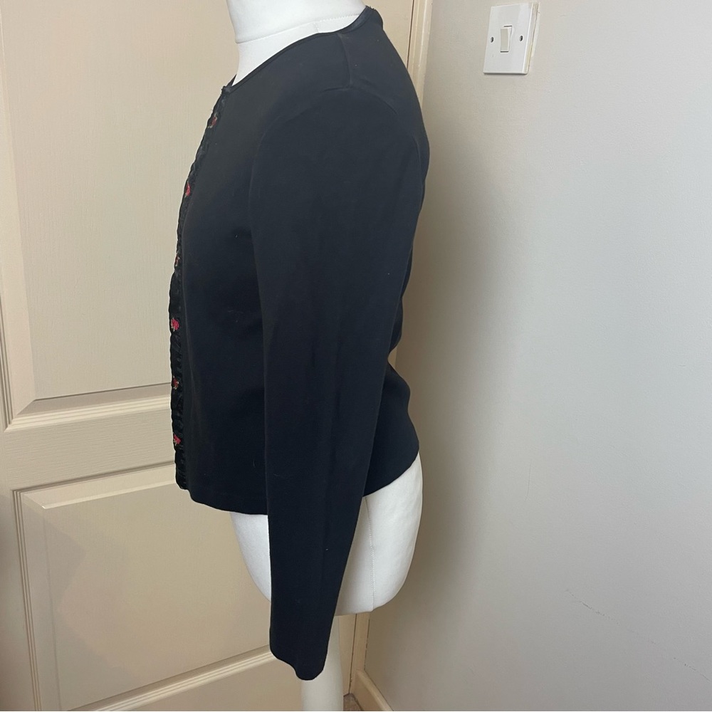 dorothy perkins Size 14 floral cardigan black long sleeves vintage y2k Red Trim - Picture 6 of 15